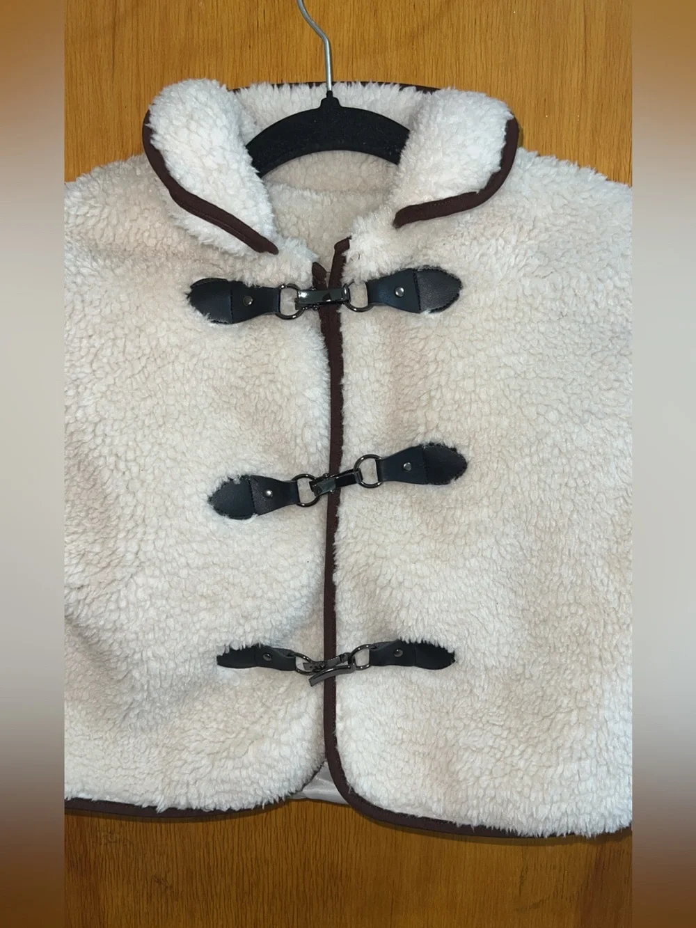 Girls’ Cream Teddy Fleece Toggle Jacket – Size 8Y